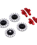 Upgrade Your Ride With This Sick Pongnas 4-TEC Drift Hex Rotor Caliper Pin Set Made From Tough CNC Milled 6061 Aluminum Alloy Brake Discs Screws And Pins Kit Perfect For 10 Scale RC Car Racing And Tuning, red calipers and 4 brake discs