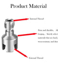 Dual Function PVC Pipe Threader Kit With Five Pieces showing internal and external threading for DIY plumbing and garden hose connections