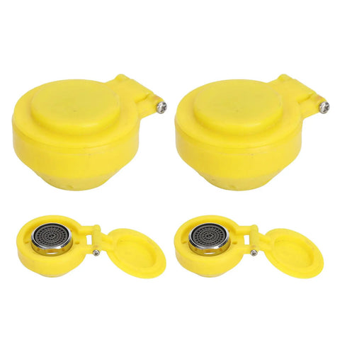 Eyewash Station Spray Head Set 4 Pack With 14mm Thread featuring yellow ABS cover and stainless steel nozzle, easy install.
