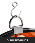 25 Ft PVC Flexible Ducting Hose with S Hooks and Steel Support showing D-shaped rings for heavy duty use