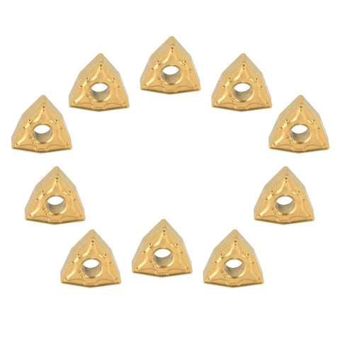 10 Pieces WNMG 432 And WNMG0804 CNC Carbide Inserts set in a circle showing durable high density coated finish for lathe milling tools