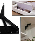 Foldable Lifting Bracket Set 80 Degree Sofa Spring Hinge For Storage Boxes, Sofa Beds, Cabinets And Toy Chests, Durable Black Hardware