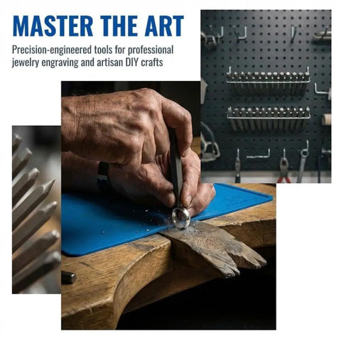 Pro Grade 20Pc 6Mm Steel Anvil Chisel Set for Engraving and Metalworking in use for precision jewelry crafting