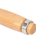 Close-up of Pro Level Wood Chisel Set With Sturdy Wooden Handles And Razor Sharp Steel Blades, showcasing wooden handle detail.