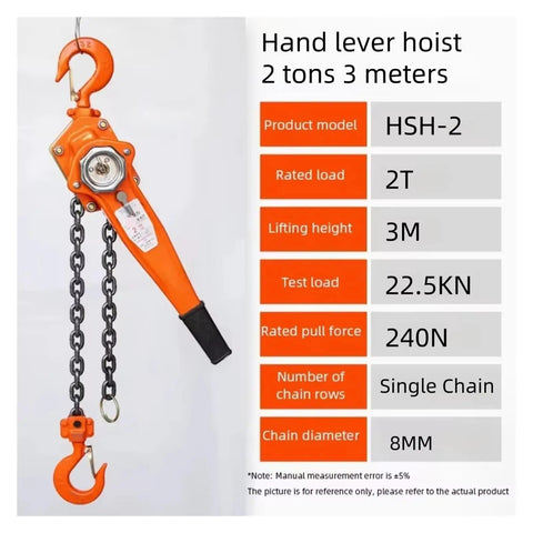 Rock Solid 2 Ton Ratchet Lever Hoist With Heavy Duty Hand Chain Tensioner Block For Lifting And Fastening Up To 3 Meters Of Wire Rope Or Chains.