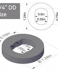 Diagram showing dimensions of 3/4 inch DD component with 1.24 inch diameter for Three Quarter Inch Double D U Joint For Steering Shaft