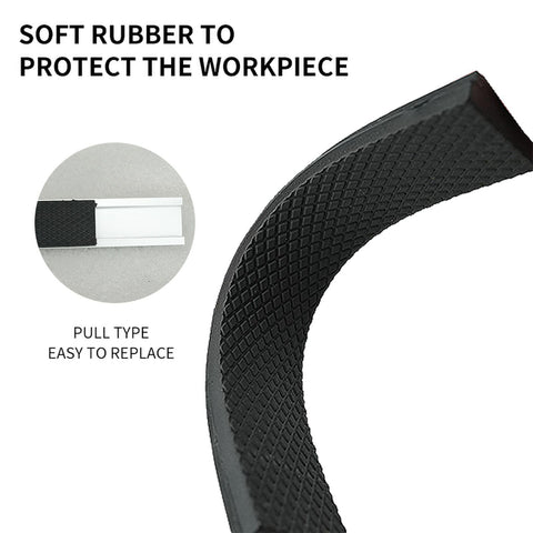 Vise Jaw Protective Covers Set Aluminum Rubber Protectors for Bench Vises close-up showing rubber guard texture and aluminum base