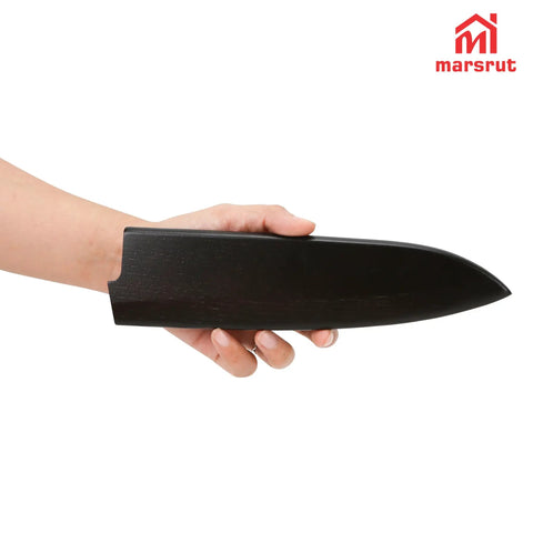 Magnetic Wood Saya Knife Sheath For 8 Inch Gyuto And Chef Knives, 210mm Blade Guard Case Protector held in hand