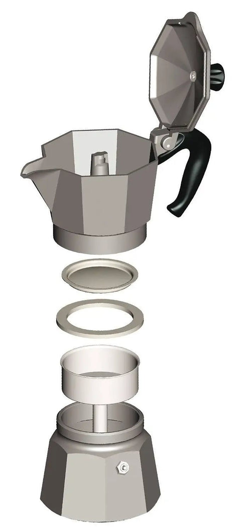 Top Shelf Aluminum Moka Pot Stovetop Espresso Maker Brewing Bold Italian Style Coffee You Gonna Absolutely Love With Classic Octagon Body Fast Boil Function And Zero Fuss Operation For Your Daily Morning Rush Routine