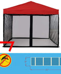 10x10 Mosquito Net With Zipper For Patio Gazebo And Canopy Tent shown fitted on red tent frame