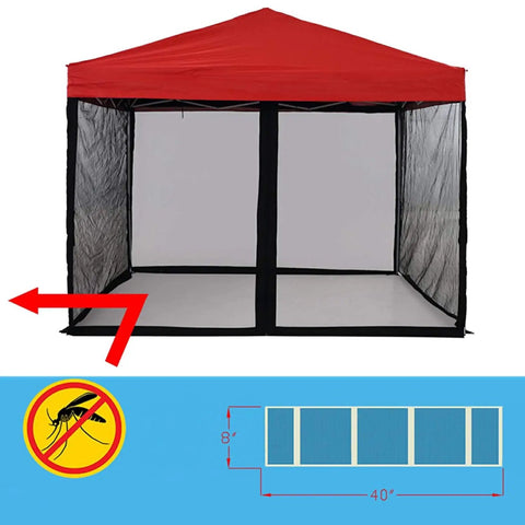 10x10 Mosquito Net With Zipper For Patio Gazebo And Canopy Tent shown fitted on red tent frame