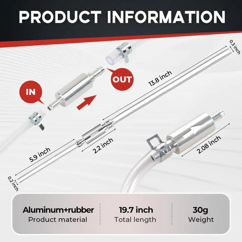 Brake Bleeder Hose Kit For Cars And Motorcycles With One Way Check Valve Tube Bleeding Tool For Hydraulic Systems, dimensions displayed