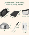 24 Piece Griddle Tool Set With Storage Tote Stainless Steel Flat Top Grill Accessories including burger press and dome