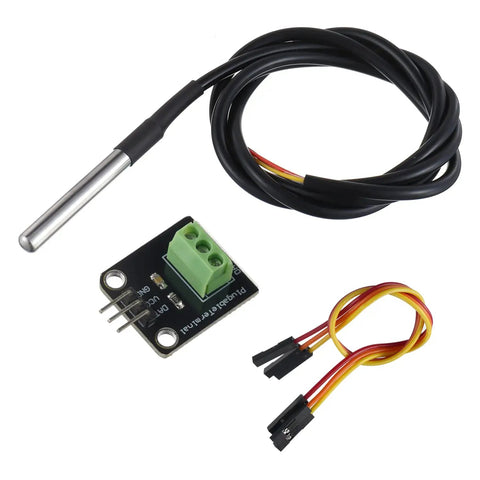 DS18B20 Temperature Sensor Module Kit with waterproof stainless steel probe and jumpers for Raspberry Pi GPIO projects