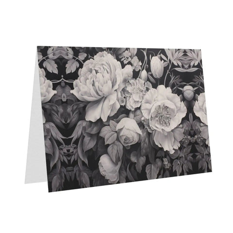 Floral Graphite Print Greeting Cards Half Fold 4x6 Inches All Occasion Invitations and Celebrations Photo Paper White Card Stock