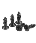 Heavy-Duty M3.5 x 12mm Wood Screws With Phillips Flat Head And Solid Carbon Steel Core, black oxide finish.