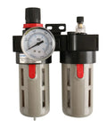 All In One Air Source Treatment Unit With Filter Regulator Lubricator Combo 1 Quarter Inch PT, Heavy Duty Air Line Regulator Lubricator