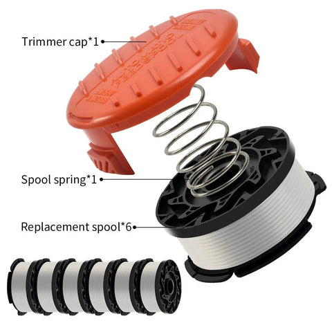 String Trimmer Line Kit For AF100 Pro Grade Compatible Trimmer Edger 6 Replacement Spools Cap And Spring Fits GH LST NST Series Mowers