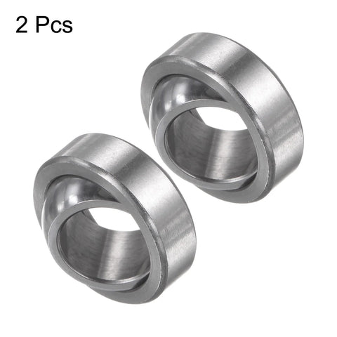 Two GE12C sealed spherical bearings, 12x22x10 mm, steel, angled view