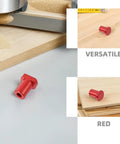 Low Profile Aluminum Bench Dogs Set For Woodworking 6 Pack With Desktop Tenon for quick tightening, red bench dog on wood