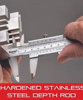 Vernier Caliper With Hardened Stainless Steel Depth Rod And Lock Screw, Sharp Black Graduation For Precise Readings, 0-8 Inch Range