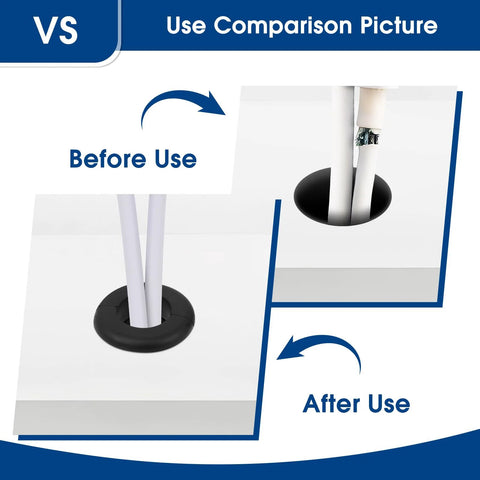 Comparison of wires before and after using 200 Pcs Rubber Grommet Kit Eight Sizes Hollow Firewall Grommets Assortment For Wiring And Cord Management.