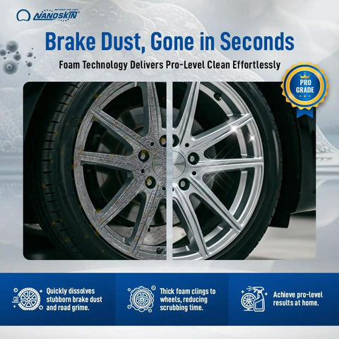 Pro Grade Wheel And Tire Cleaner Concentrate 4 To 1 Dilution Thick Foamy Formula Lifts Brake Dust Oil Dirt And Light Corrosion For Easy Car Detailing Safe On Finishes Works With Tire Brush 16 Oz Bottle wheel before and after cleaning