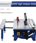 High Octane Eight Inch Sliding Table Saw With Industrial Dust Guard And Reliable Zero To Forty Five Degree Pivot Tilts For Hands On Woodworkers Wanting Dead On Cuts Without The Hassle, featuring 1800W motor and 24T blade.