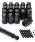 M12x1.5 Lug Nuts Set Of 20 With Socket Key And Caps Closed End Bulge Lug Nuts 60 Degree Conical Seat 1.38 Inch Long 0.8 Inch Diameter Fits Honda Accord CRV Civic displayed with accessories