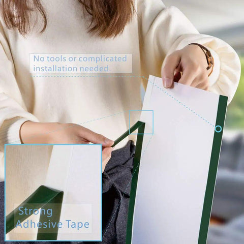 Person installing Door Jam Shield Finger Pinch Guard for Baby Proofing And Kidproof Homes Hinge Cover with adhesive tape.