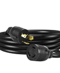Beefy Heavy Duty L6-30P To L6-30R Twist Lock Generator Power Cord 10FT 30A SJTW 10 Gauge Extension Cable Weatherproof Black