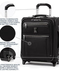 Platinum Elite Softside Expandable Carry On Luggage With USB Port Two Wheel Upright For Regional Trips Durable Lightweight Design Shadow Black 16 Inch Carry On Case