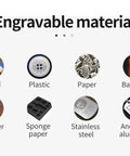 Engravable materials for Badass Eighty Watt Blue Laser Engraver for Metal and Wood Cutting: wood, plastic, paper, bamboo, leather, sponge paper, stainless steel, aluminum.