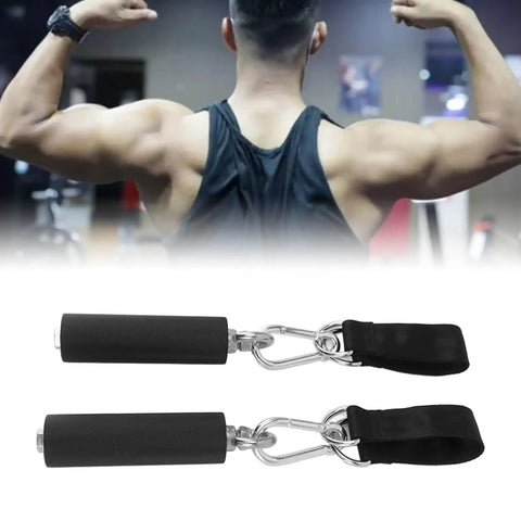1 Pair Nylon And Stainless Steel Pull Up Handles With TPR Rubber Coated Anti Slip Grips That Boost Grip Strength
