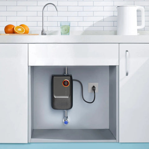 Heavy Duty Electric Tankless Water Heater 3000W Instant Hot Water Flow IPX4 Wall Mounted under kitchen sink.