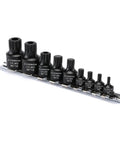 Low Profile Impact Triple Square Socket Set With Storage Rail, 1/4 3/8 And 1/2 Inch Drive, Drop Forged CR-MO Steel with M4-MT18 Bits