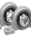 Heavy Duty Pillow Block Bearings Flange Mounted Set Of 2 To 10 Pieces Self Aligning Design For Shaft Misalignment Easy Zinc Alloy Mounting Install Suitable For Conveyor Systems Agricultural Equipment Light Machinery With 15mm Bore Diameter Kp002 Kfl002