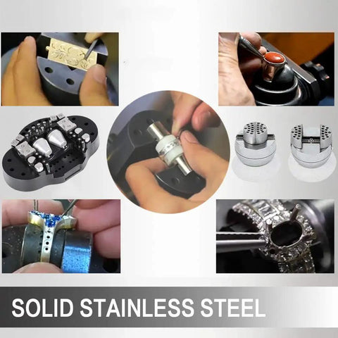 Various views of the 360 Degree Rotating Vise Engraving Tool Pro Grade With 30 Piece Attachments Jewelry Engraving Blocks Standard 3 Inch Block.