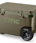 52 Quart Ultra Light Wheeled Cooler Insulated Ice Chest For Beach Camping Fishing Picnics And Boating With All Terrain Wheels Easy Push And Pull Mobility Premium Ice Retention 30 Percent Lighter Than Rotomolded Coolers Olive