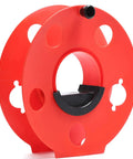 Heavy Duty Extension Cord Reel With Bag, 100 Feet, made of impact resistant red plastic for outdoor projects and DIY maintenance.