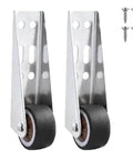 Heavy Duty Vertical Track Roller Wheels For Sliding Barn Doors And Wood Gates featuring silent rubber casters and metal brackets.
