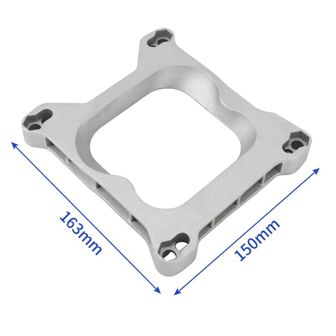 Open Center Three Quarter Inch Carburetor Gasket Adapter Kit 4Bbl To 4Bbl Aluminum shown from above with dimensions marked.