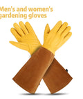 Long Rose Pruning Gloves For Women And Men, Anti Stab Garden Gloves, Heavy Duty Full Grain Cowhide Leather Work Gloves