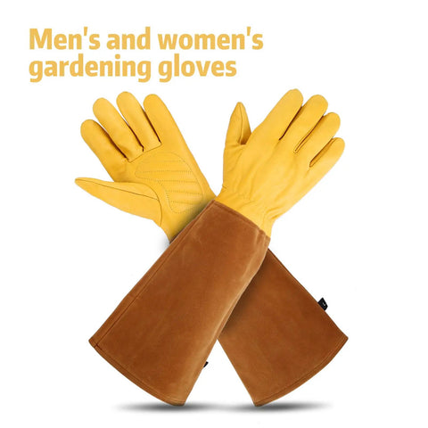 Long Rose Pruning Gloves For Women And Men, Anti Stab Garden Gloves, Heavy Duty Full Grain Cowhide Leather Work Gloves