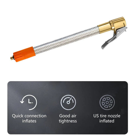 Heavy Duty Tire Inflator Hose Extension Tube With Quick Release Chuck Adapter For Car Bike Motorcycle Pump To Fill Tires Without Air Loss Have Good Pressure Daily Plug Into Compressor Unit Totally Sweet Gear, braided stainless hose with quick release chuck