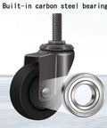 Top Tier Heavy Duty Stem Casters With Smooth Rolling 360 Swivel TPR Wheels And Snug Locking M6 M8 M10 Threads showing carbon steel bearings.