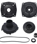Durable Pool Pump Drive Train Upgrade Kit For SP1600X Series, 1 HP Replacement Compatible With Hayward Superpump, Fits SP1605X7 SP1607X10, Easy Swap With Leak Tight Gasket And Shaft Seal. Black pump impeller, diffuser, seal plate, gasket, and shaft seal set