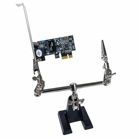 Dual Alligator Clip Soldering Aid With Weighted Base For Stable Hands Free Soldering Adjustable Angles And Position holding circuit board