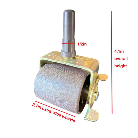 Heavy Duty Bed Frame Casters With Locking Wheels, Beefed Up 4 Pack, Steel Stem Rollers With Socket Sleeves close-up view