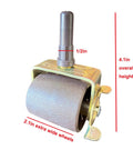 Heavy Duty Bed Frame Casters Set Of 6 With Four Locking And Two Non Locking Wheels Floor Friendly Plastic Inserts Up To 600 Kg Capacity Easy No Tools Install Keeps Bed Sturdy And Floors Scratch Free shown close-up with measurements marked
